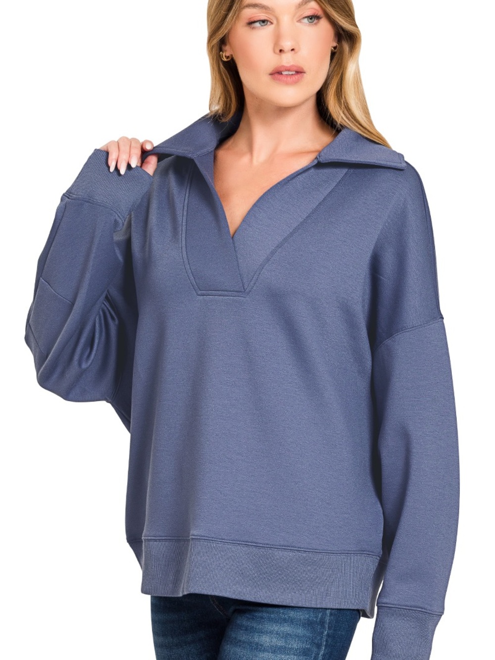 Zenana Scuba Collared Pullover & Center Seam Pants Set🛍️ - Picture 7 of 10